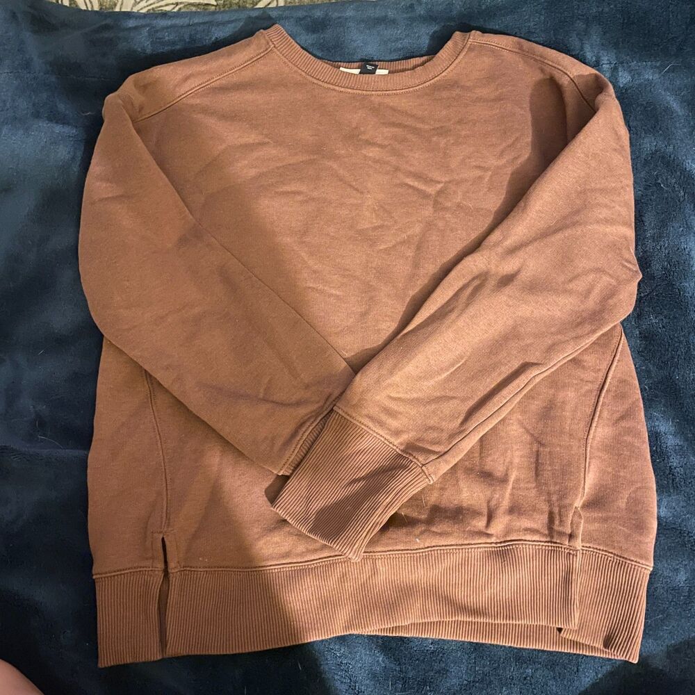 Cozy Oversized Crewneck Sweatshirt, Terracotta Brown, Women's Size S